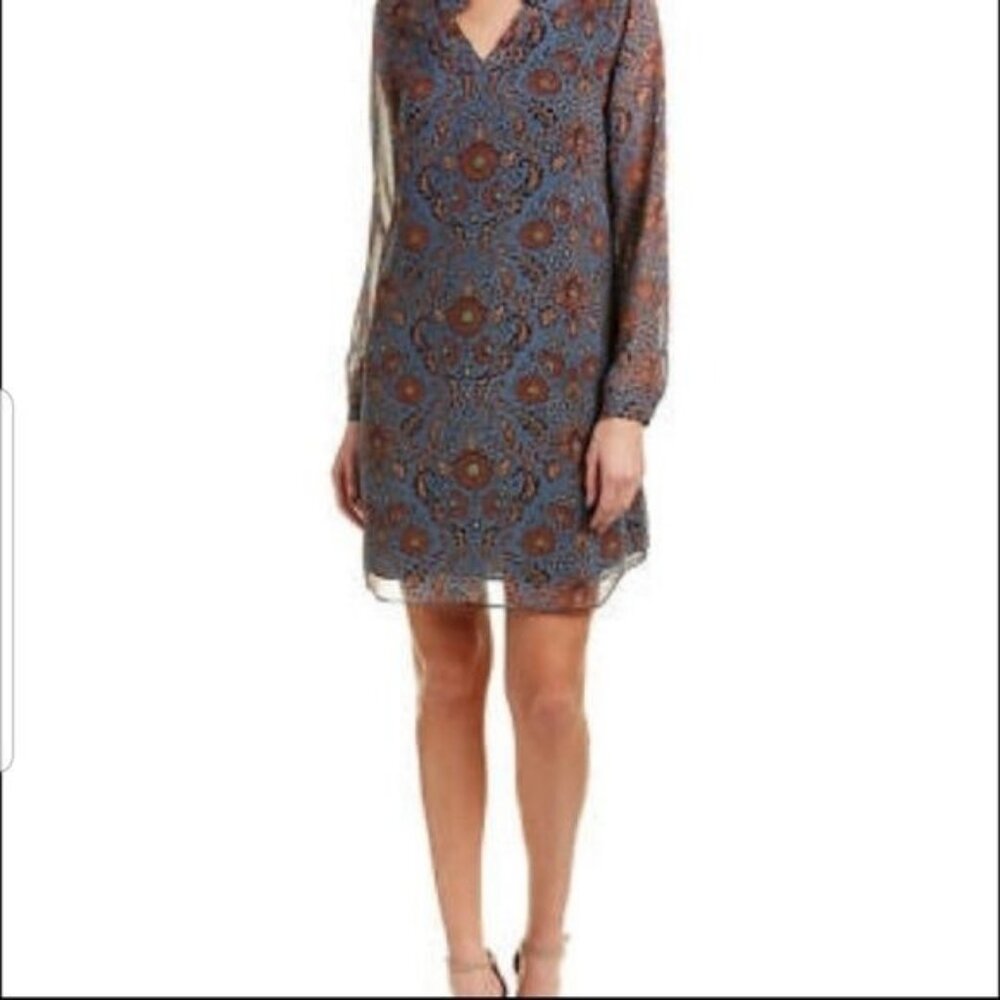 Cabi Provincial Floral Print Dress Blue Sz M #3295 Euc